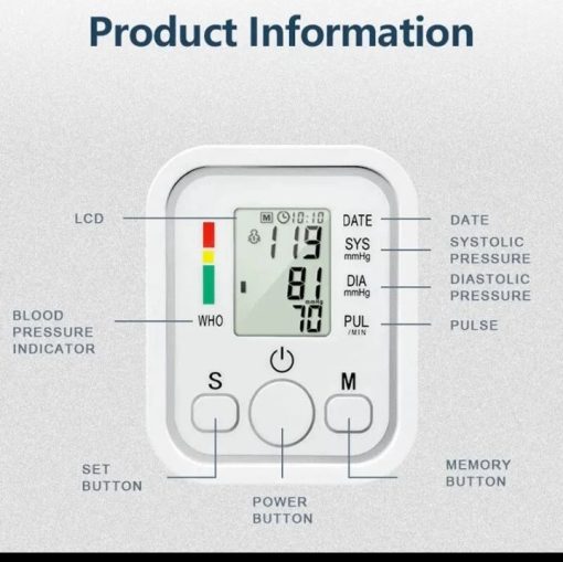 Blood Pressure Monitor Digital Tonometer Upper Arm Blood Pressure Meter Automatic - Image 2